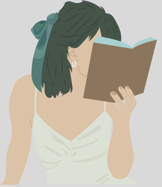 cartoon girl reading a book