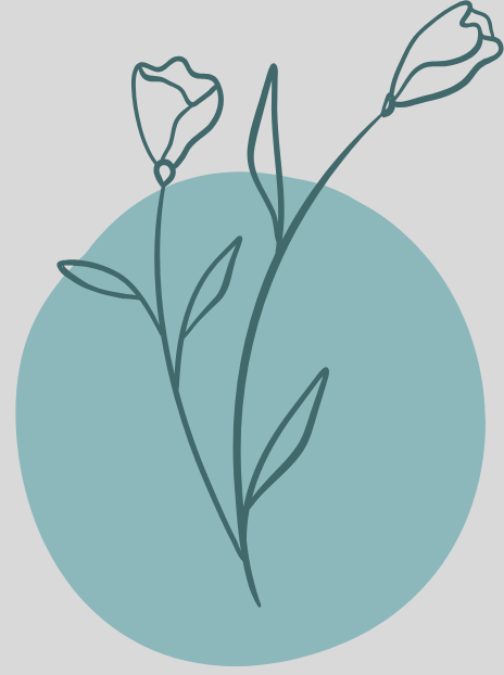 line drawn roses on a colored circle