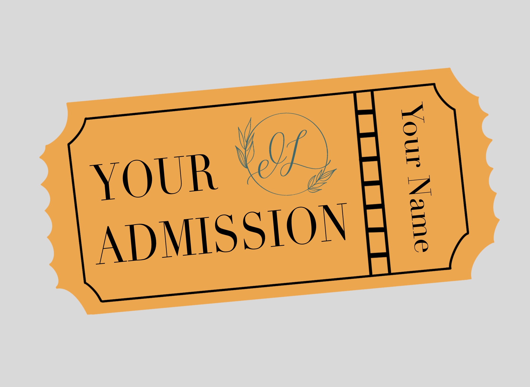 drawn gold admission ticket