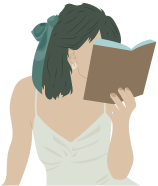 cartoon girl reading a book